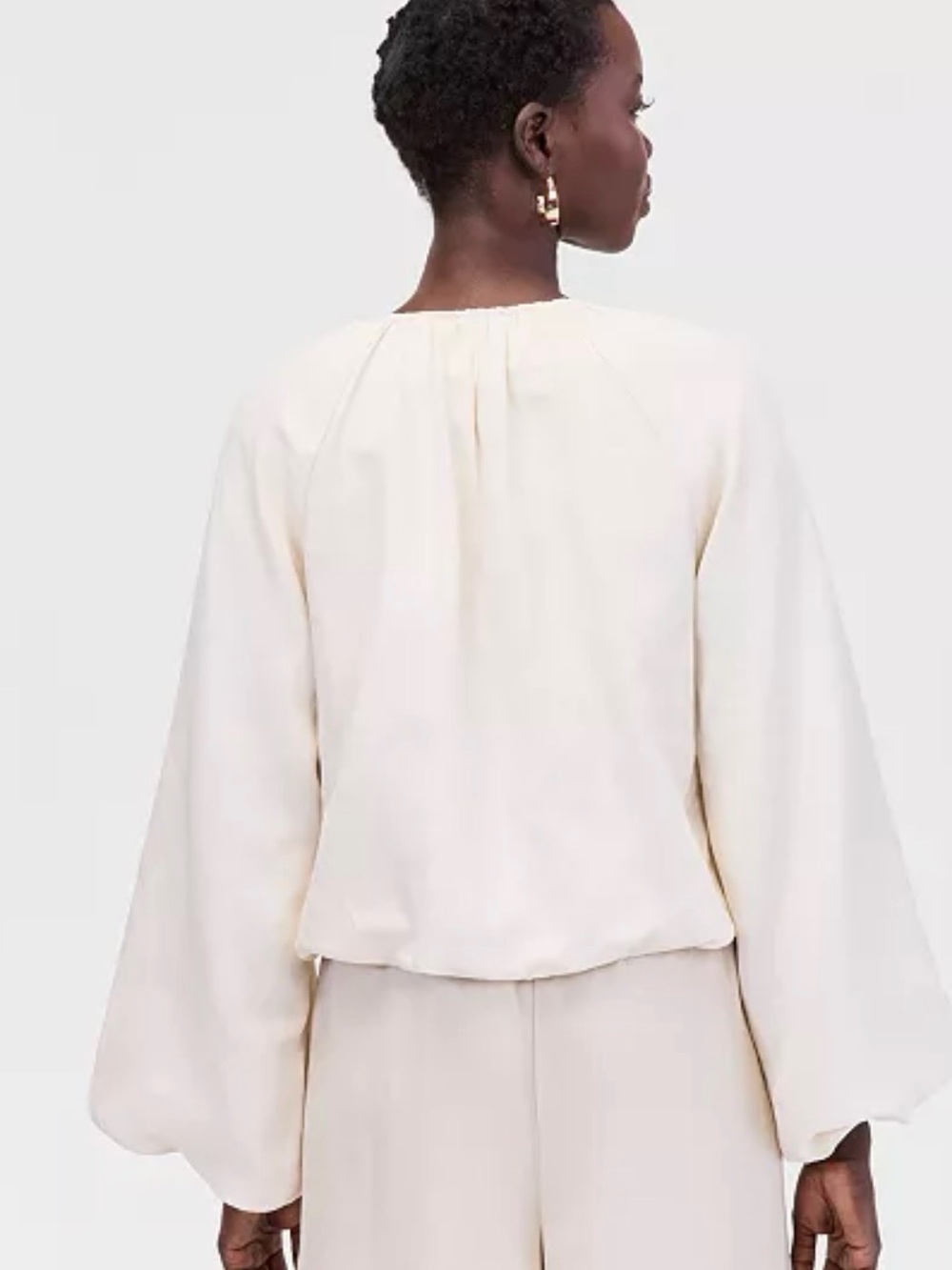 021- INC International Concept Blouson-Sleeve Cropped Cream Jacket Size Small - Picture 4 of 5